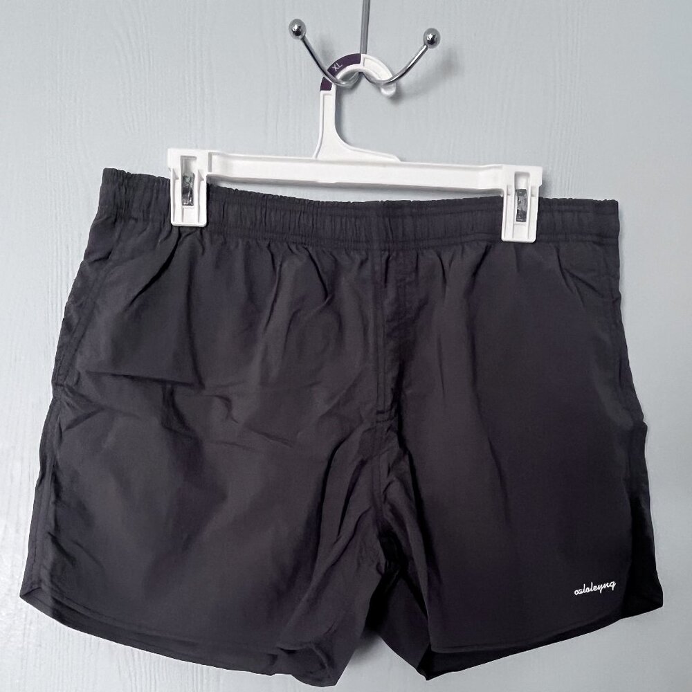 New Caloleyng Grey Men's Beach Swimming Trunks Shorts Pockets Size Lg Mesh Lin